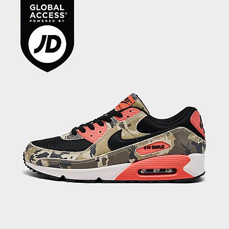 Nike Men's Air Max 90 Premium Casual Shoes in Light Khaki/Magic Ember/Mink Brown Size: 7.5