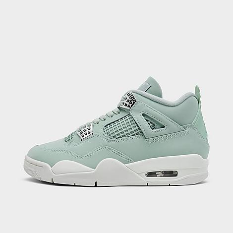Jordan Women's Air Retro 4 Casual Shoes in Seafoam/Sail/Metallic Silver Size: 9