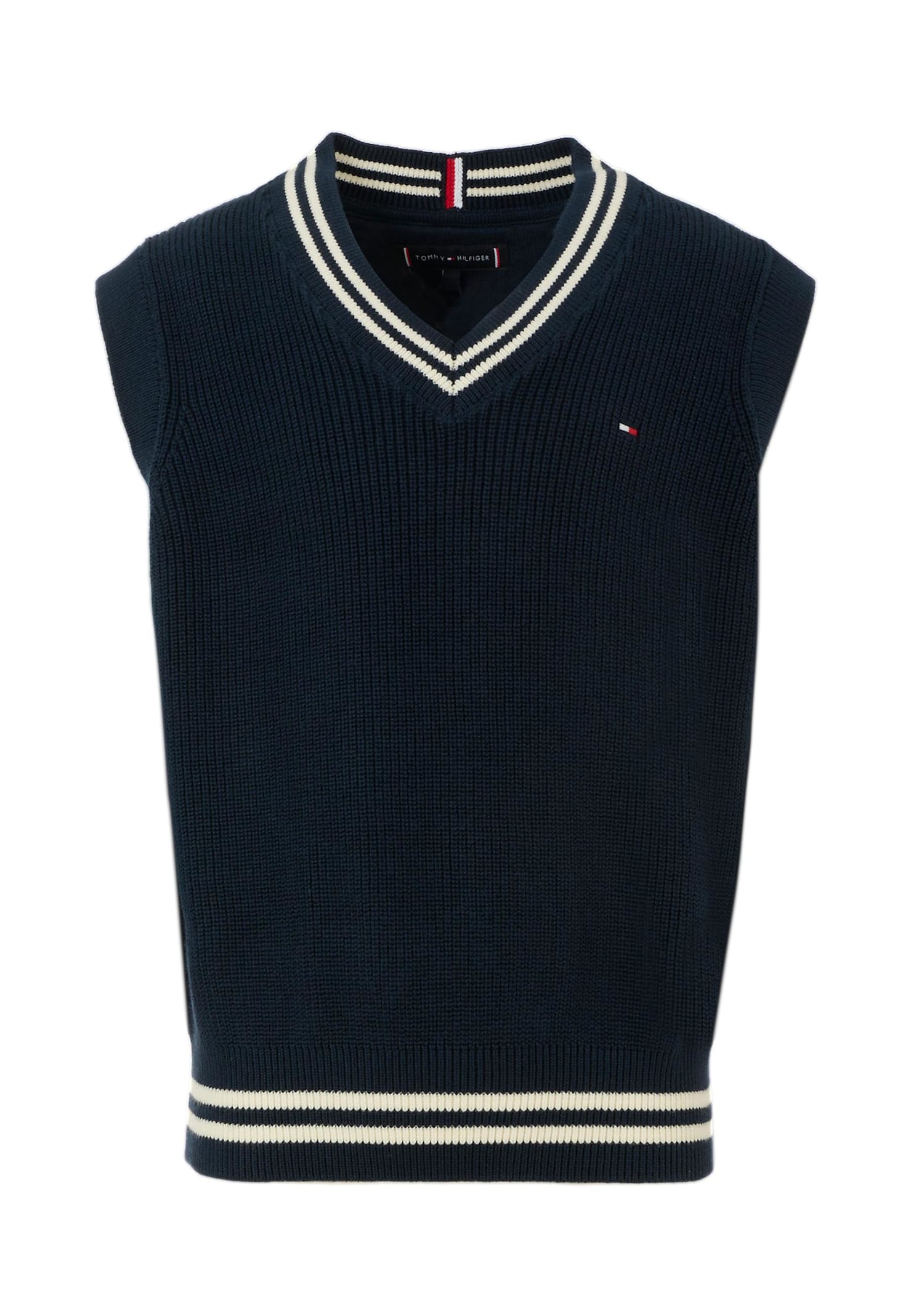 Tommy Hilfiger Blue Vest Top For Boy With Flag