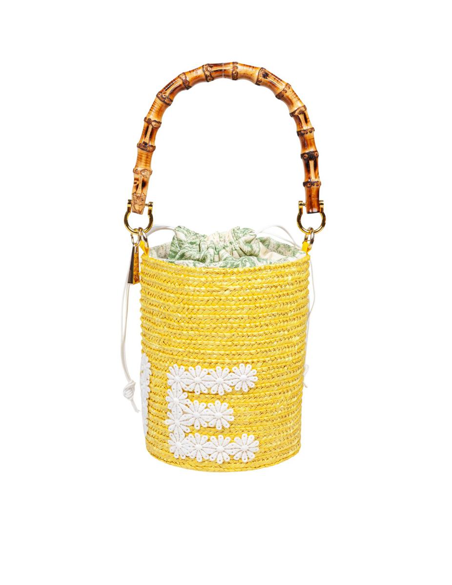 La Milanesa Bucket Bag In Woven Straw
