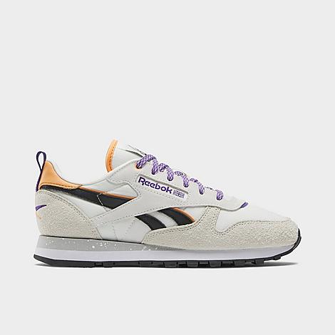 Reebok Women's Classic Leather Casual Shoes in Chalk/Alabaster/Dynamic Purple Size: 8.0