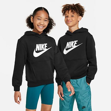 Nike Big Kids Sportswear Club Fleece Pullover Hoodie in Black/White Size: XS