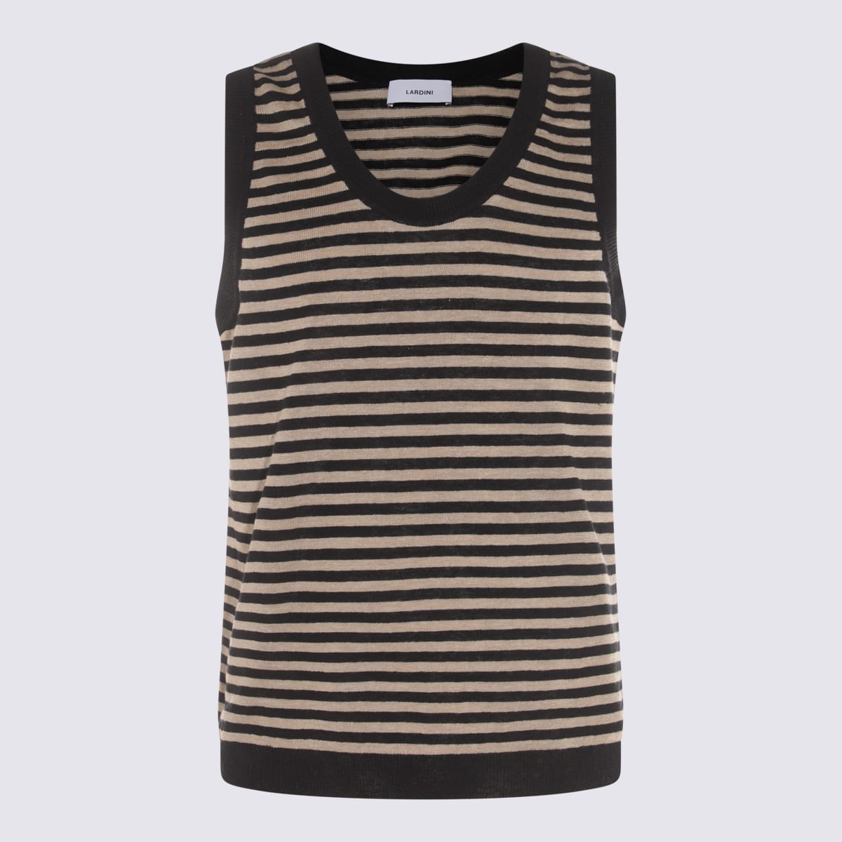 Lardini Black And Cream Linen Top