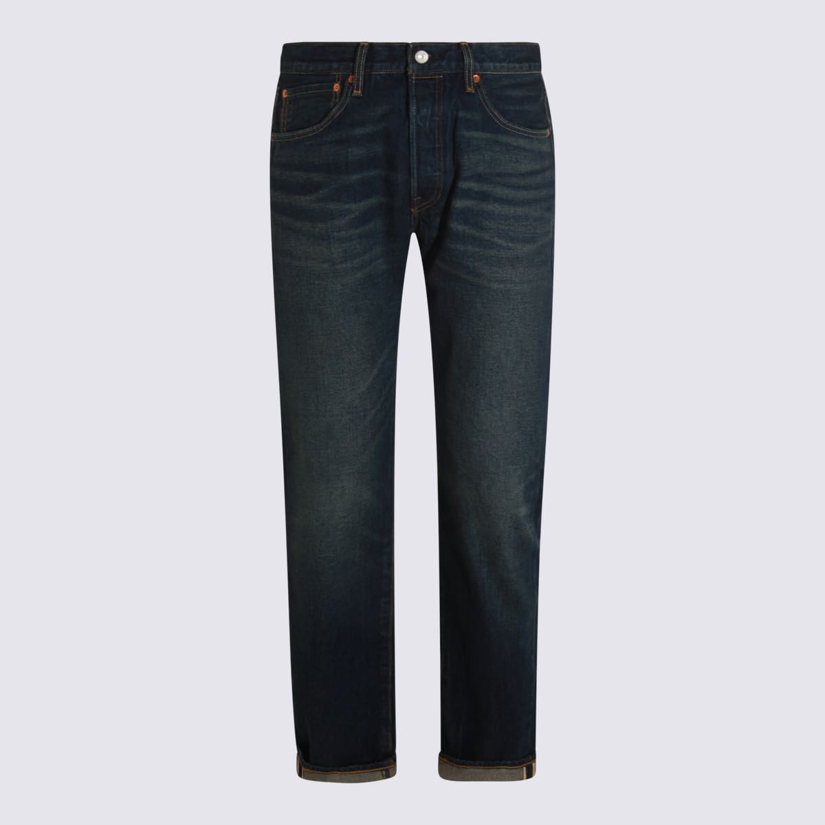 Levi's Dark Blue Cotton Denim 501 Jeans