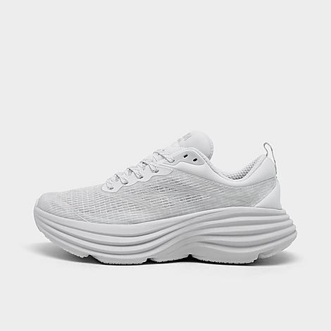 HOKA Women's Bondi 8 TS Caged Casual Shoes in White/Cosmic Grey Size: 5