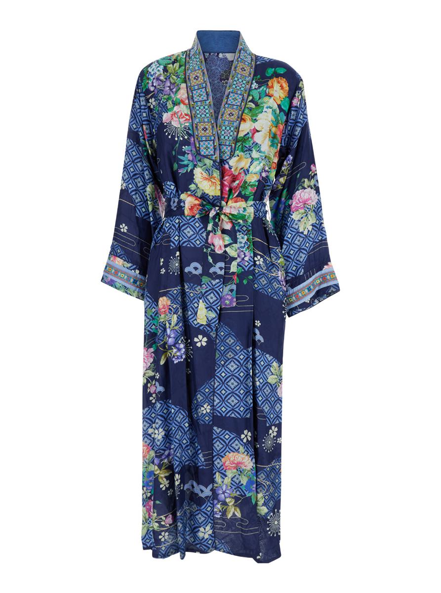 Multicolor Kimono With Floral Print In Techno Fabric Woman