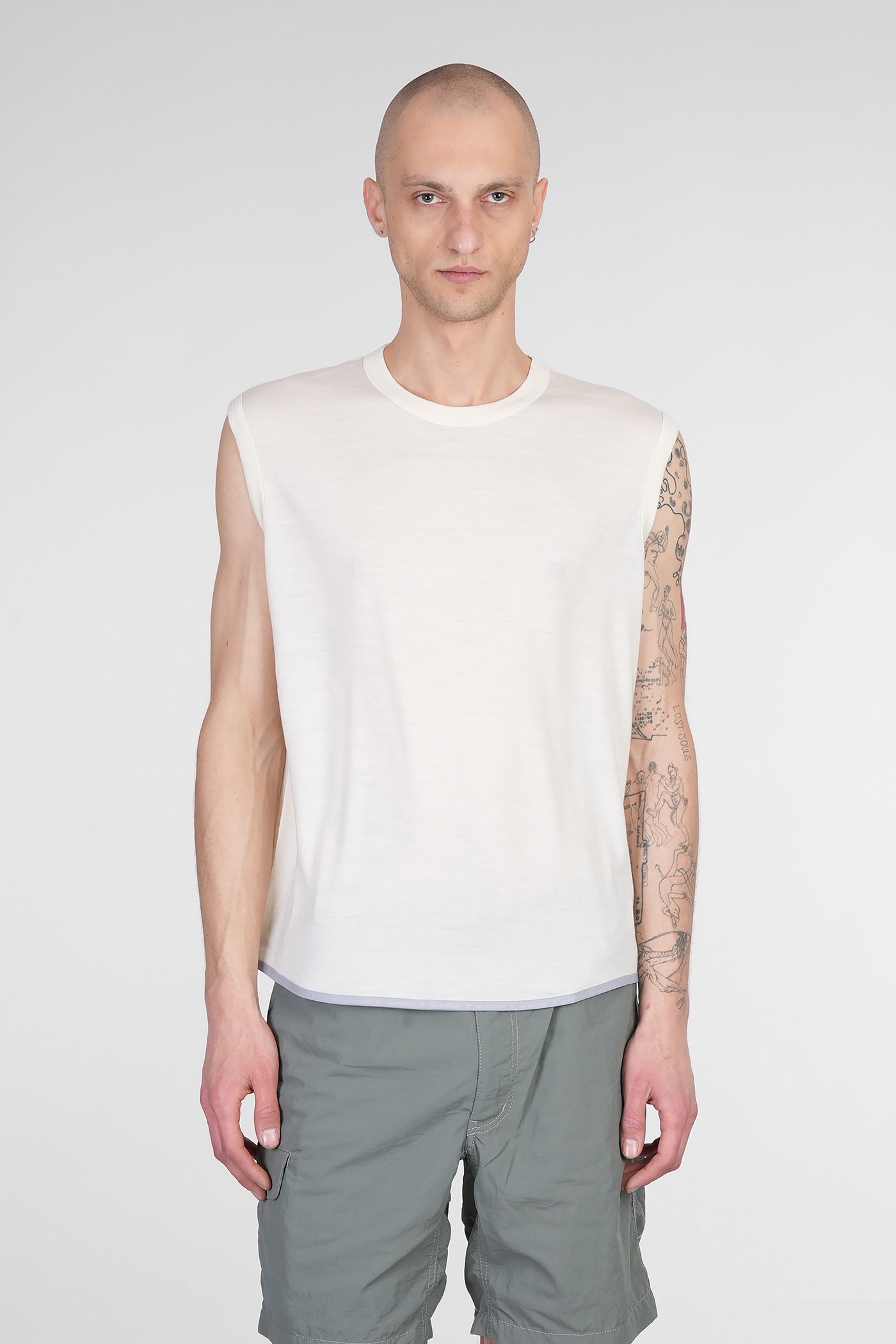 And Wander Tank Top In Beige Wool