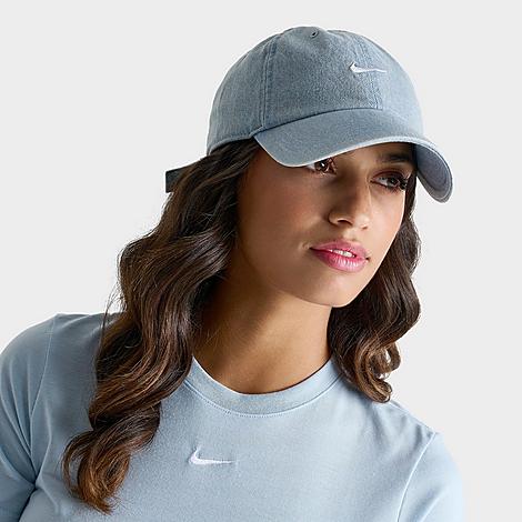 Nike Club Unstructured Denim Strapback Hat in Aegean Storm/Thunder Blue/White Size: Medium/Large