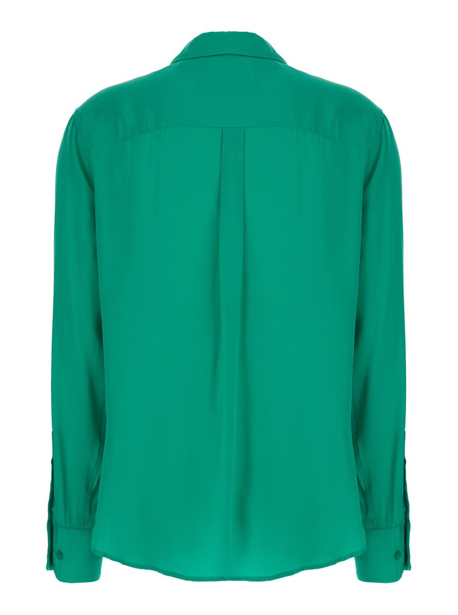'Slim Signature' Emerald Green Shirt With Classic Collar In Silk Woman