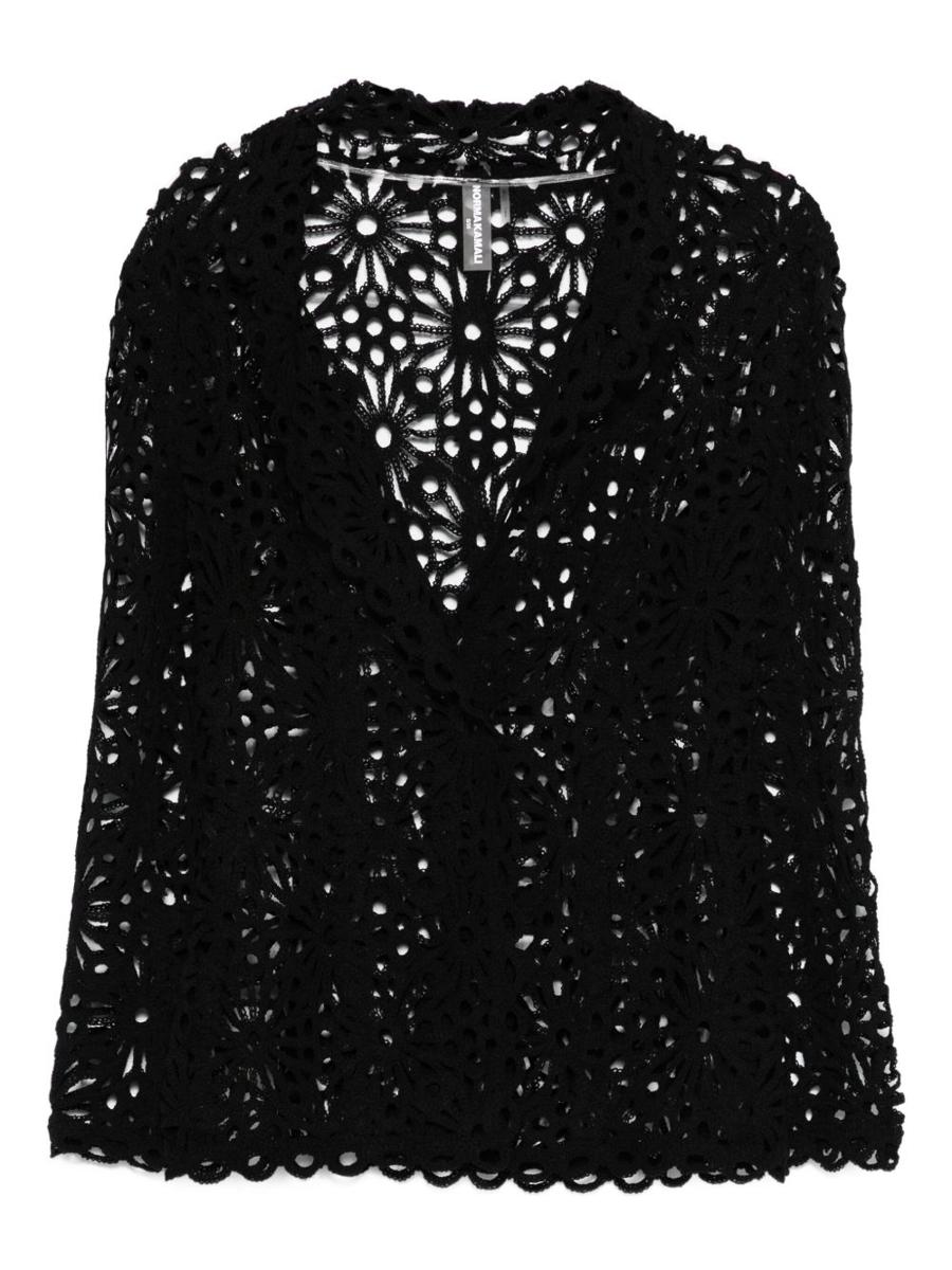 Norma Kamali Lace Single-Breasted Blazer Jacket