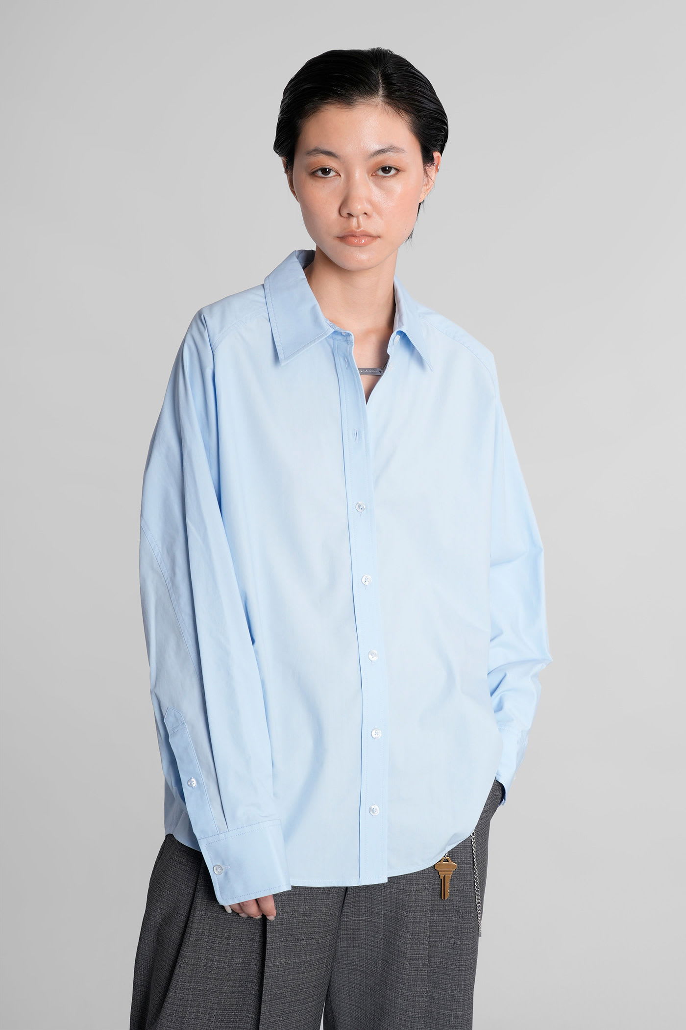 Alexander Wang Shirt In Cyan Cotton