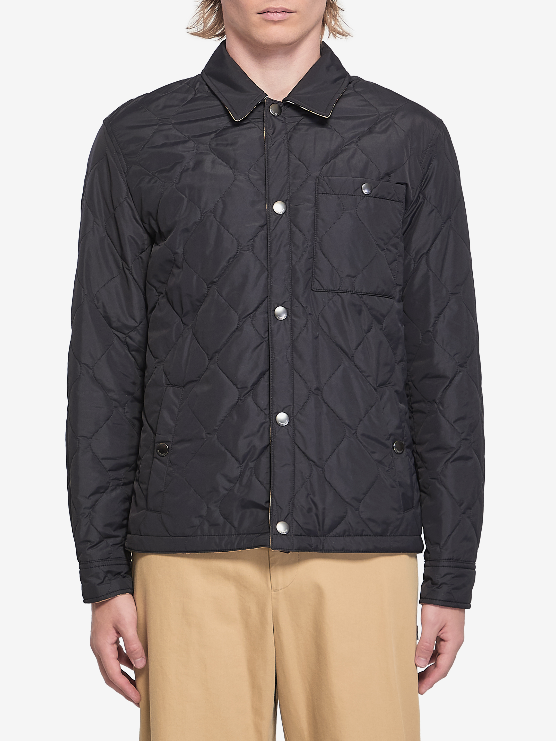 Reversible overshirt in quilted nylon