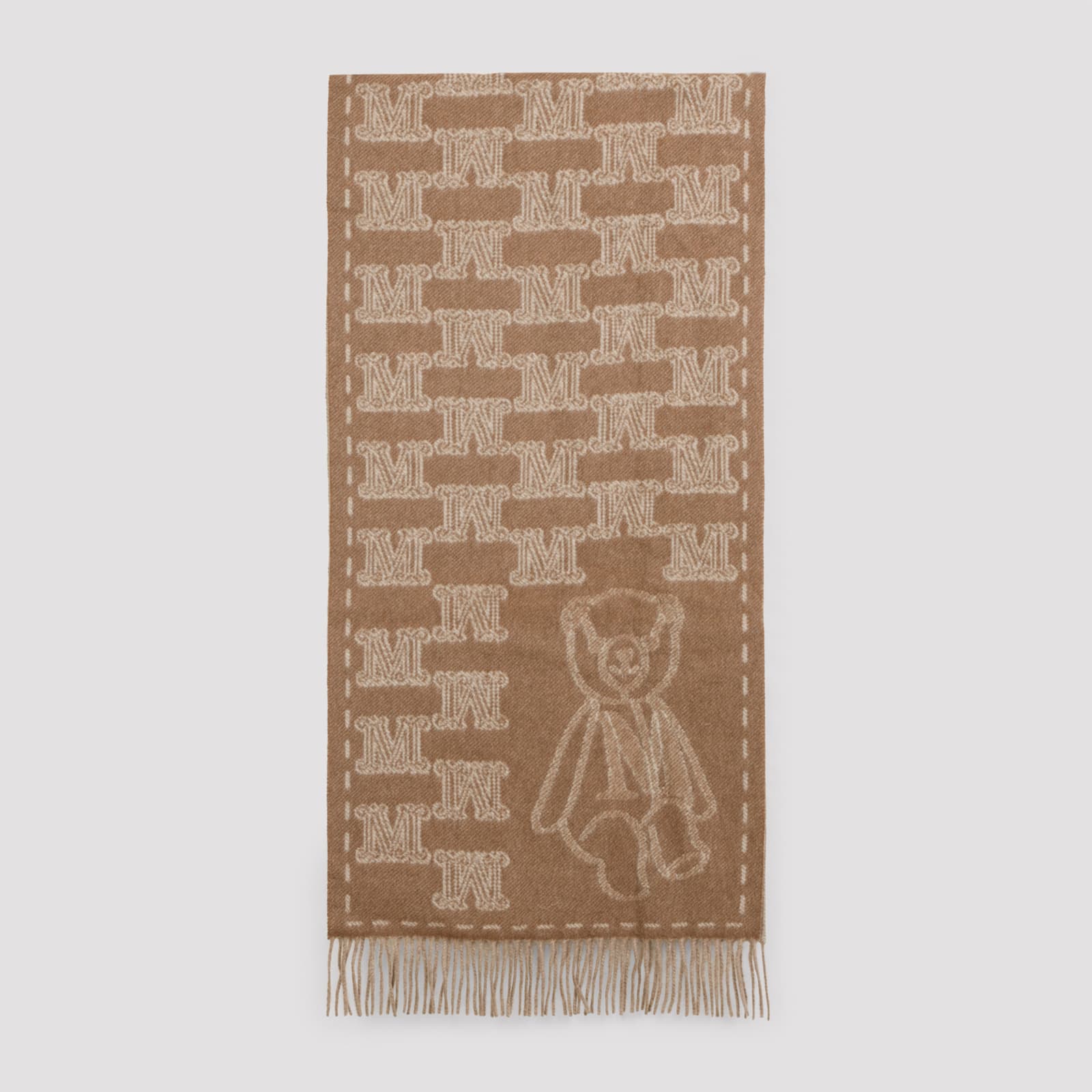 Max Mara Wsteddycamel Logo Teddy Scarf