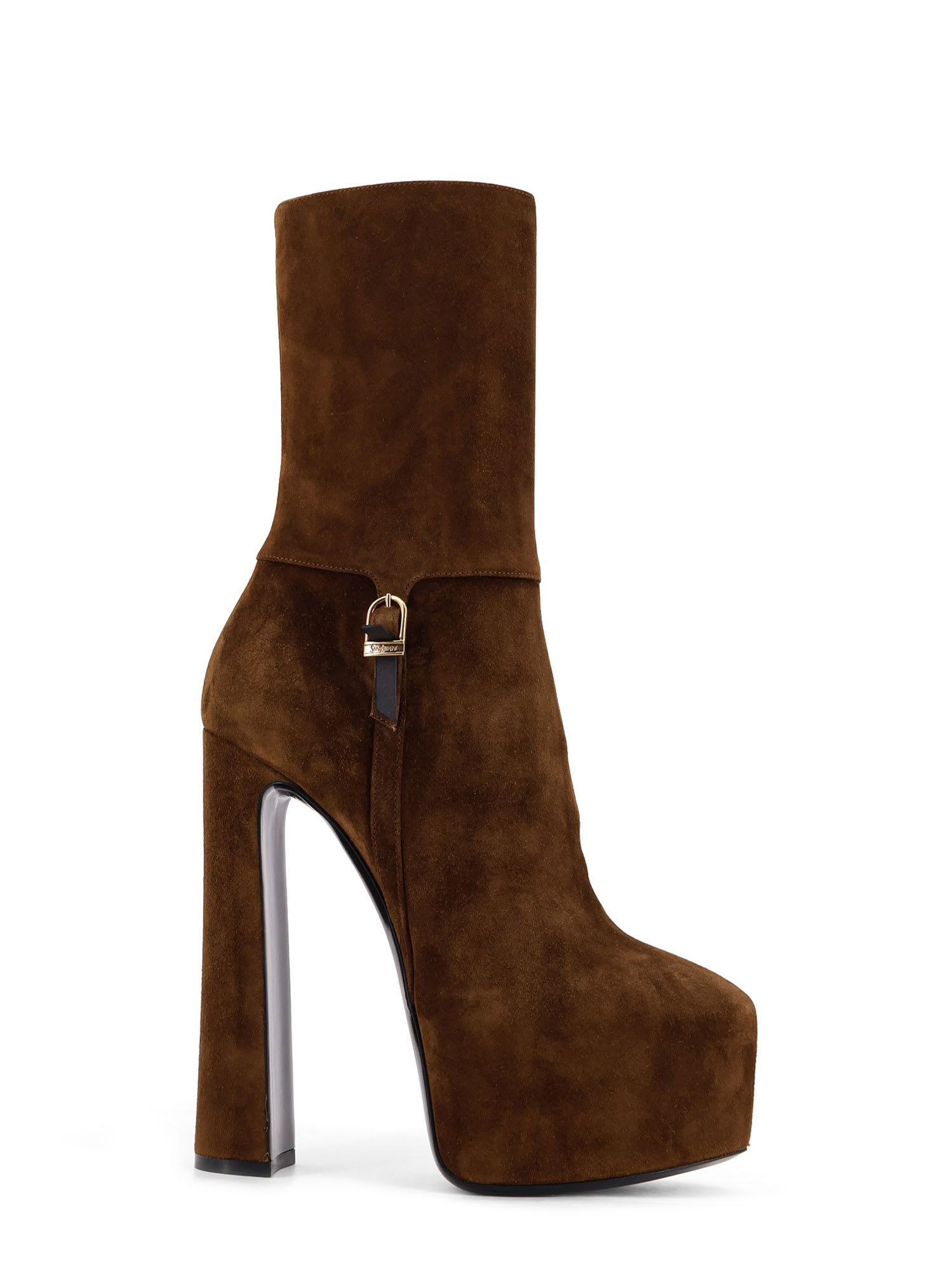 Saint Laurent Nico Suede Plateau Ankle Boots