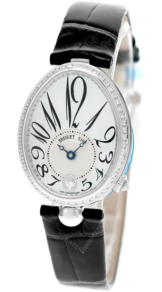 BREGUET Reine de Naples 8918 Automatic MOP 18K White Gold With Diamonds Leather Women's Watch 8918BB58964D00D3L