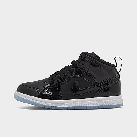Jordan Kids Toddler Air Retro 1 Mid SE Casual Shoes in Black/Dark Concord/White Size: 4