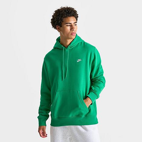 Nike Men's Club Fleece Premium Embroidered Pullover Hoodie in Stadium Green/Stadium Green/White Size: XS