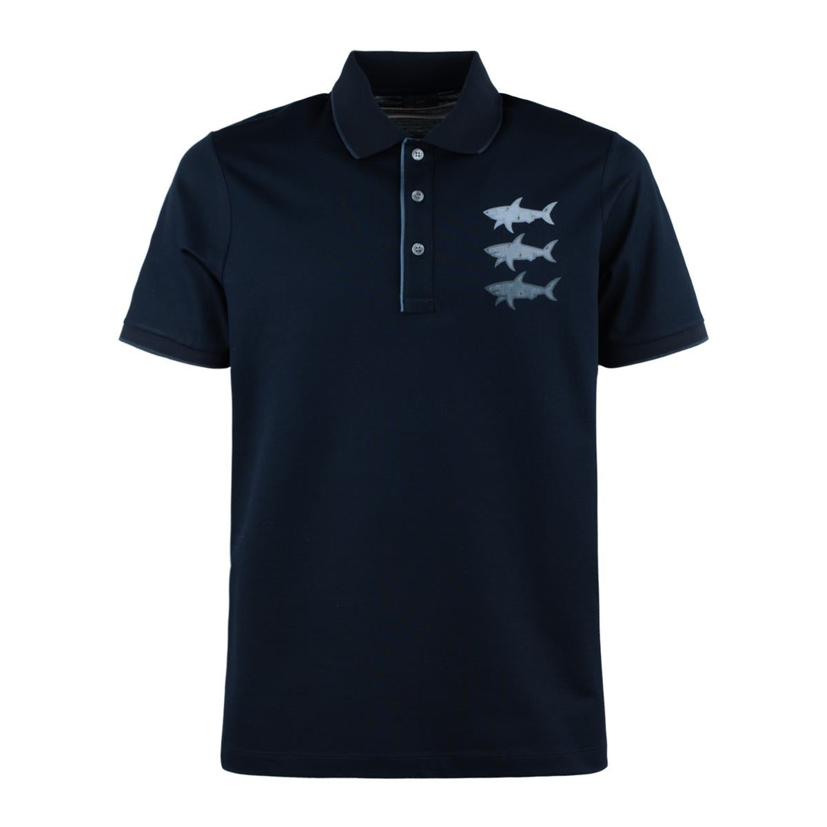 Paul & Shark Cotton Jersey Polo Shirt With Sharks Print