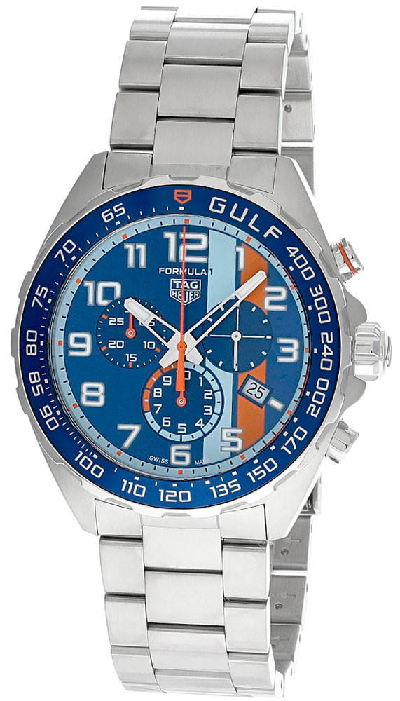 TAG HEUER Formula 1 X Gulf Quartz 43MM CHRONO SS Men's Watch CAZ101AT.BA0842