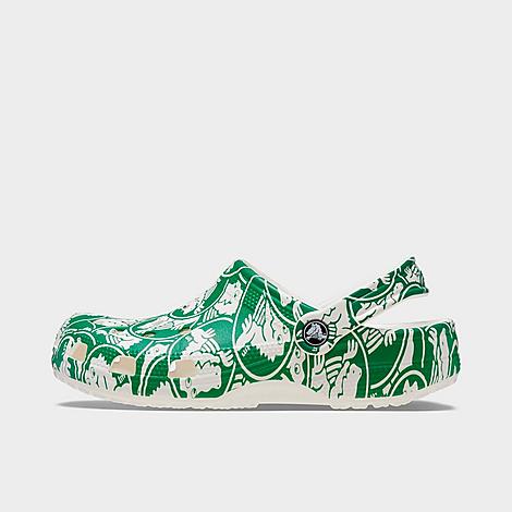 Crocs Men's Classic Duke Print Clog Shoes in Green Ivy Size: 3