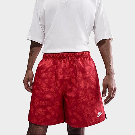 Nike Men's Club Flow Sneaks Allover Print Shorts in University Red/Chile Red/White Size: Small