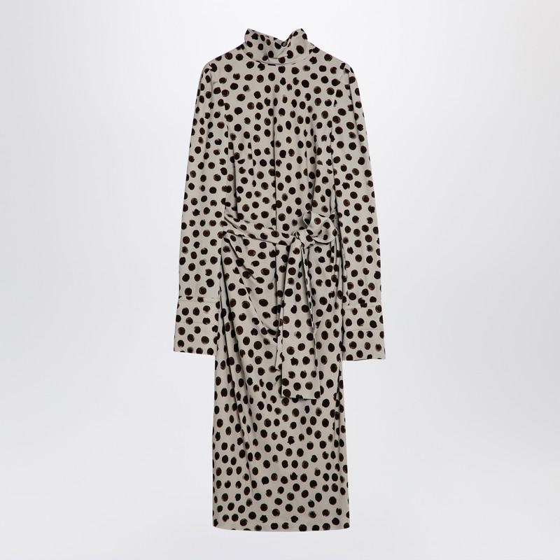 Dries Van Noten Écru Polka Dot Dress With Bow
