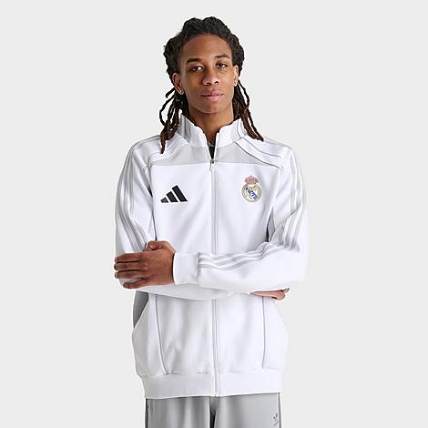 adidas Men's Real Madrid UBP Doubleknit Track Top in White/Solid Grey Size: 2XL