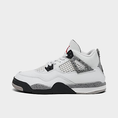 Jordan Little Kids Air Retro 4 Basketball Shoes in SMMT WHT/FR RD-CMNT Size: 1.0