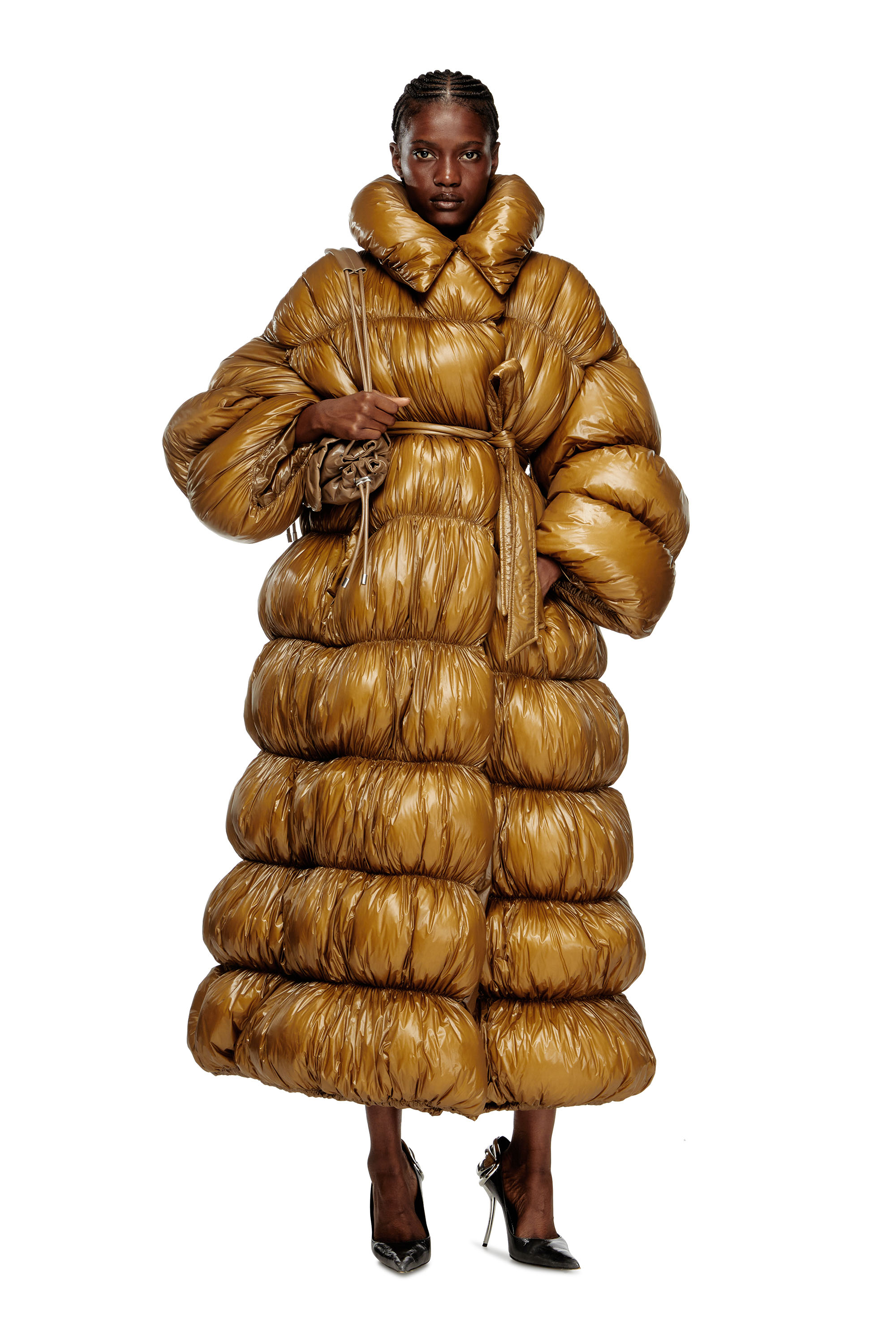 Diesel - Quilted down coat with belt - Winter Jackets - Woman - Brown