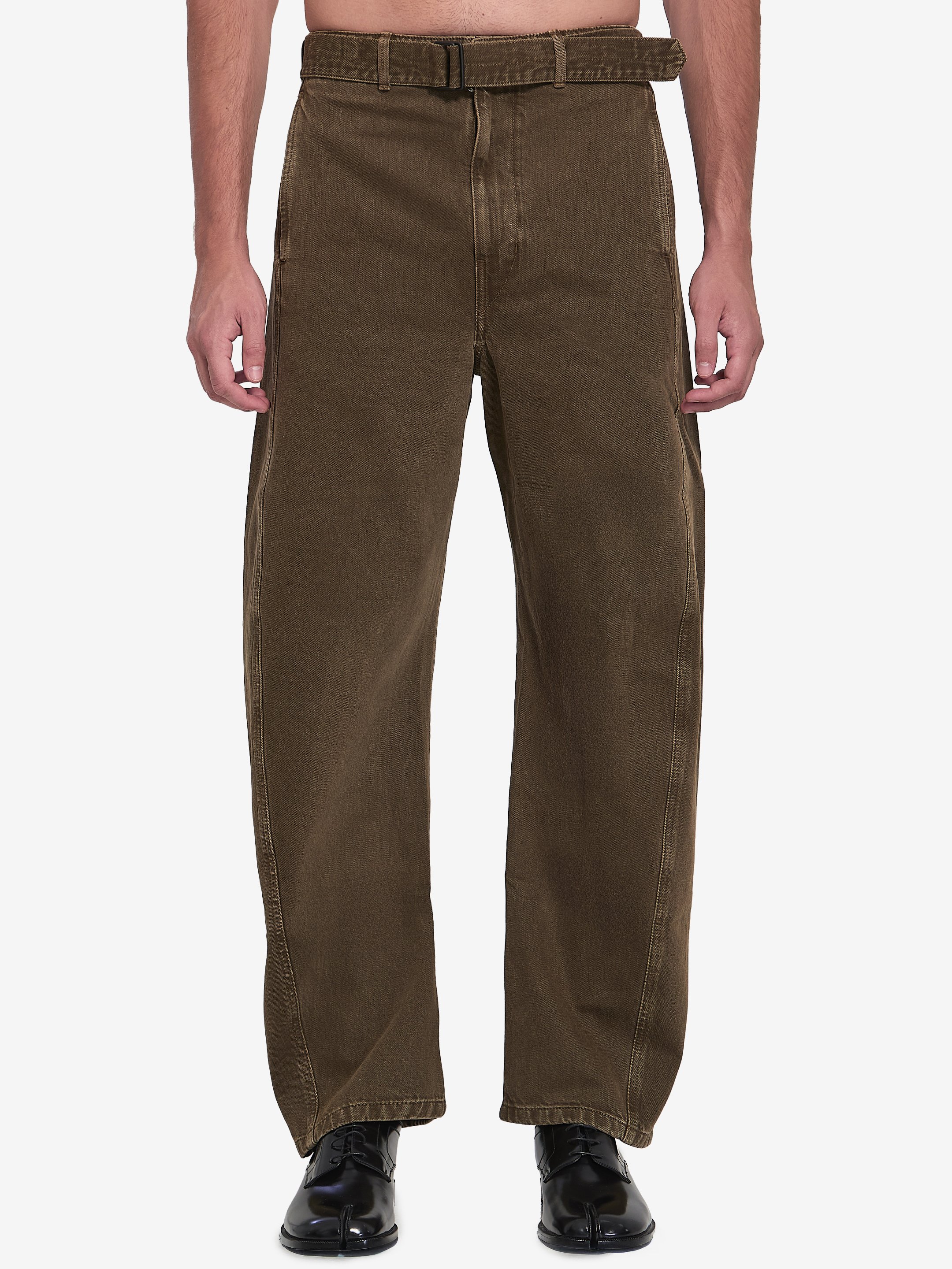 Twisted denim trousers