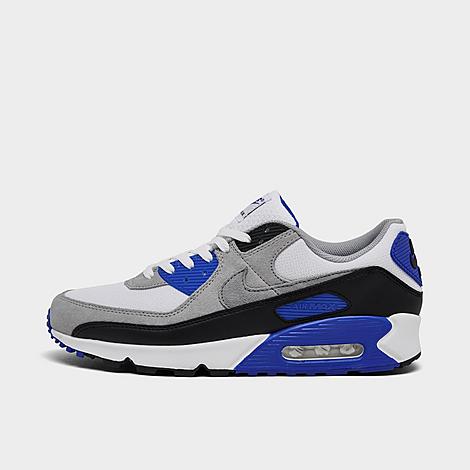 Nike Men's Air Max 90 Casual Shoes in White/Light Smoke Grey/Hyper Royal Size: 9.0