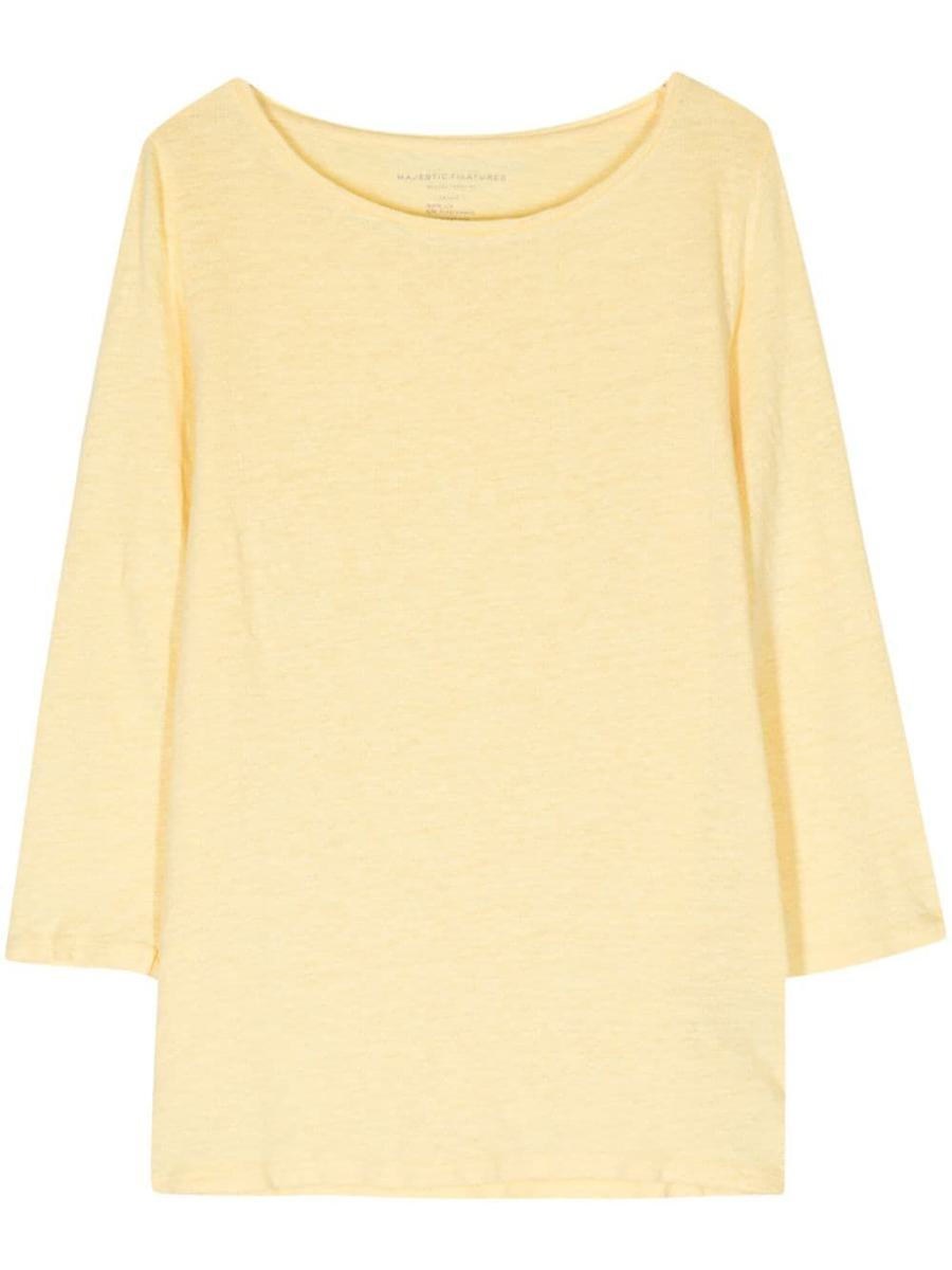 Majestic Filatures 3/4 Sleeves Boat Neck T-Shirt Clothing