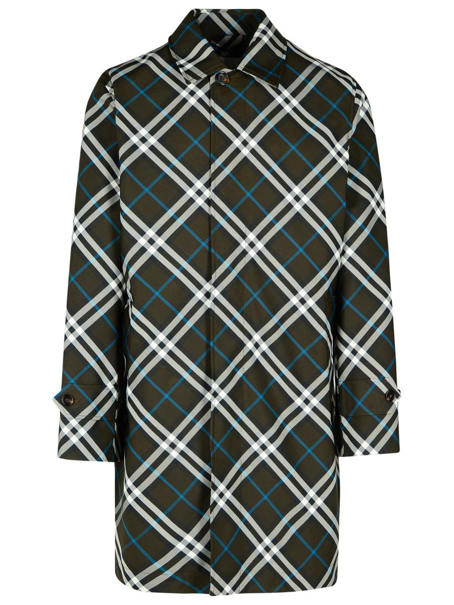 Burberry 'Check' Green Polyester Trench Coat