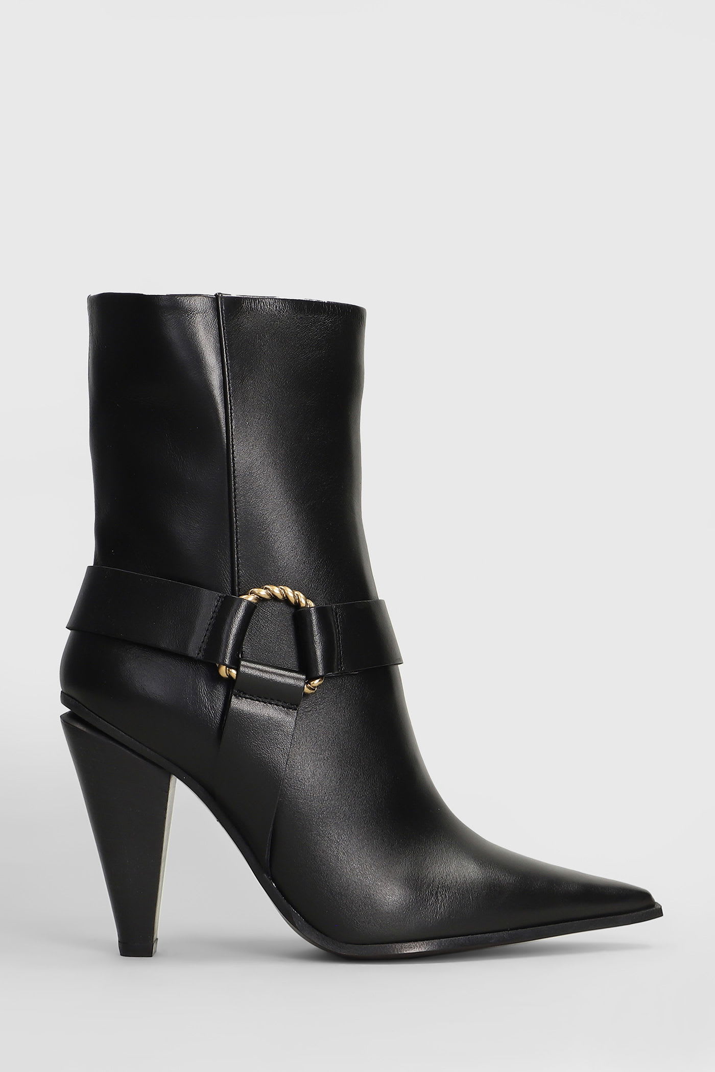 Roberto Festa Zaya High Heels Ankle Boots In Black Leather