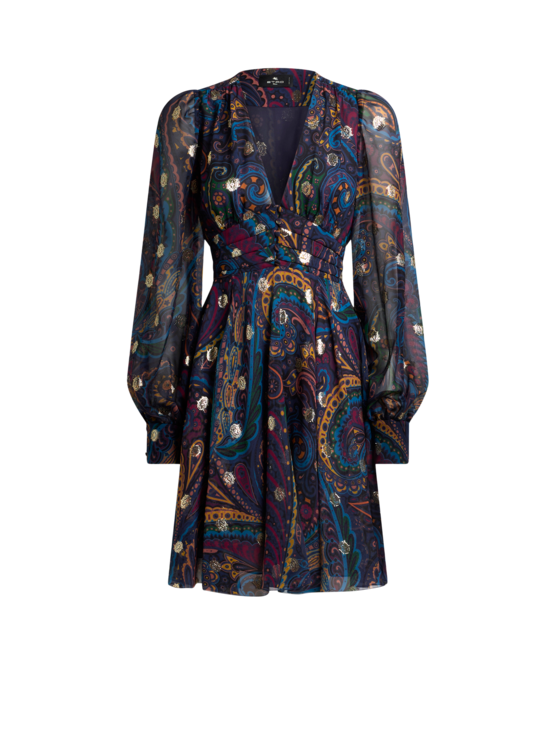 Etro, Robe Courte En Soie À Imprimé Paisley, Femme, Taille 36