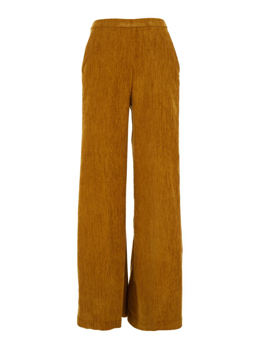 Brown Trousers With Elastic Waist In Velvet Woman
