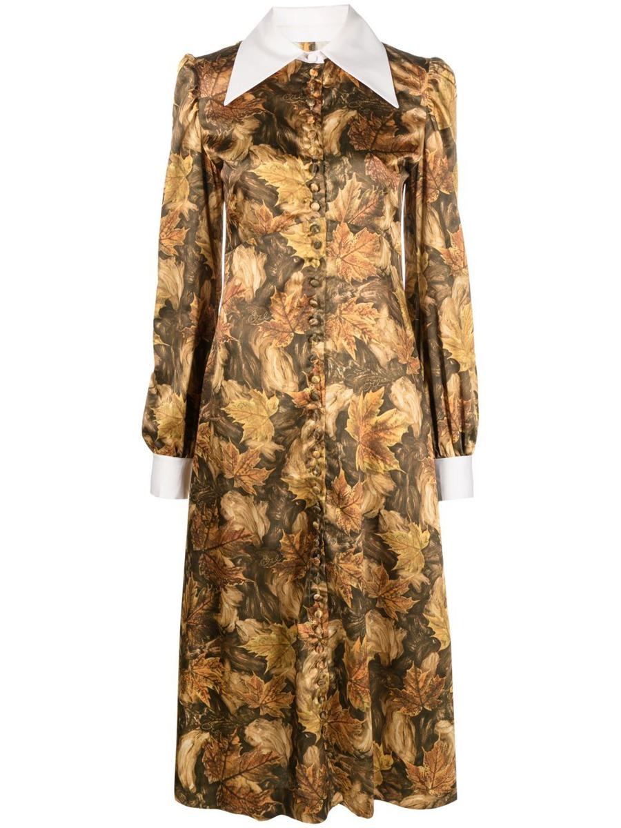 Erl Womens Printed Satin Dress Woven Clothing