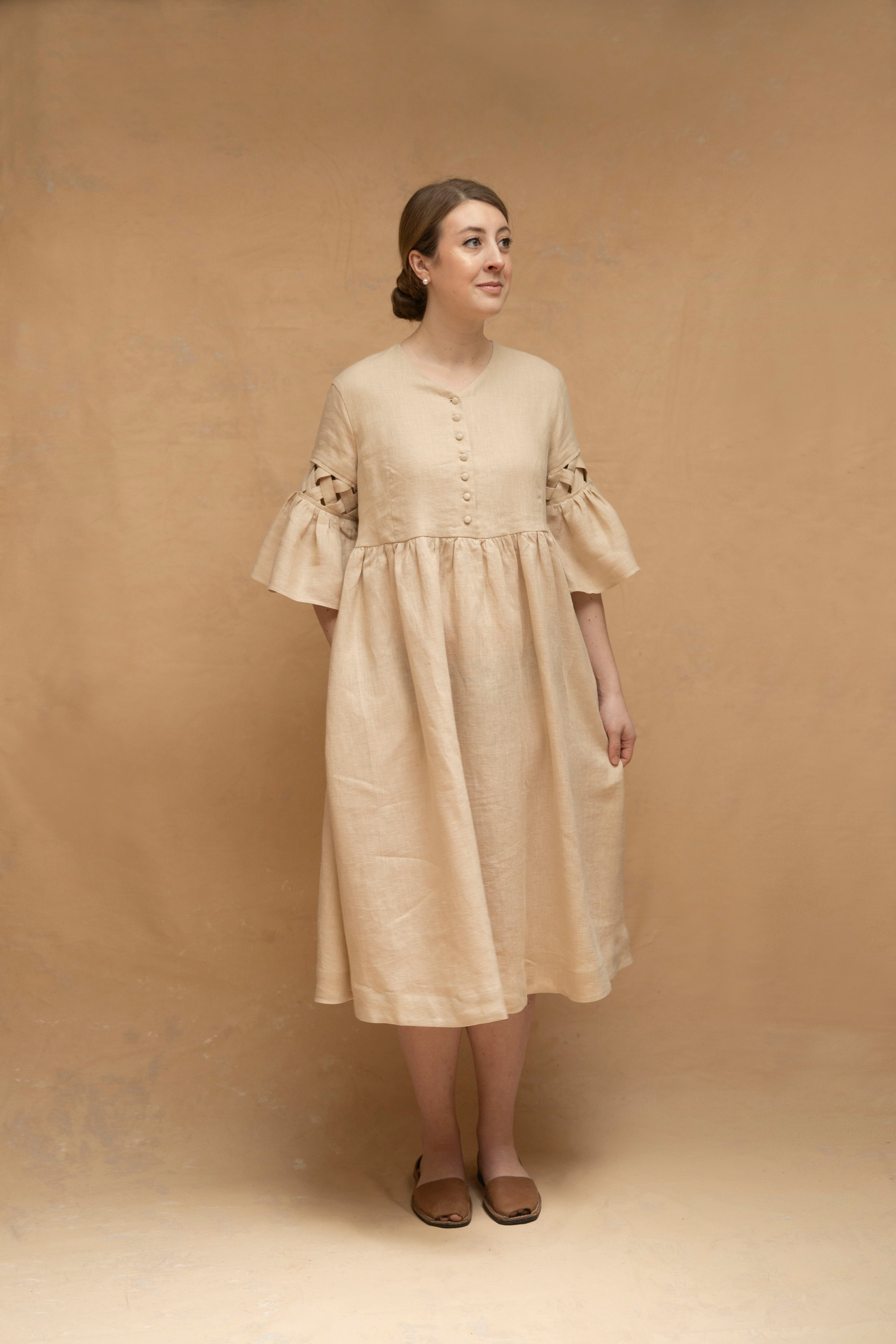 Meg'23 Oversized Dress with Short Sleeves, Linen Dress