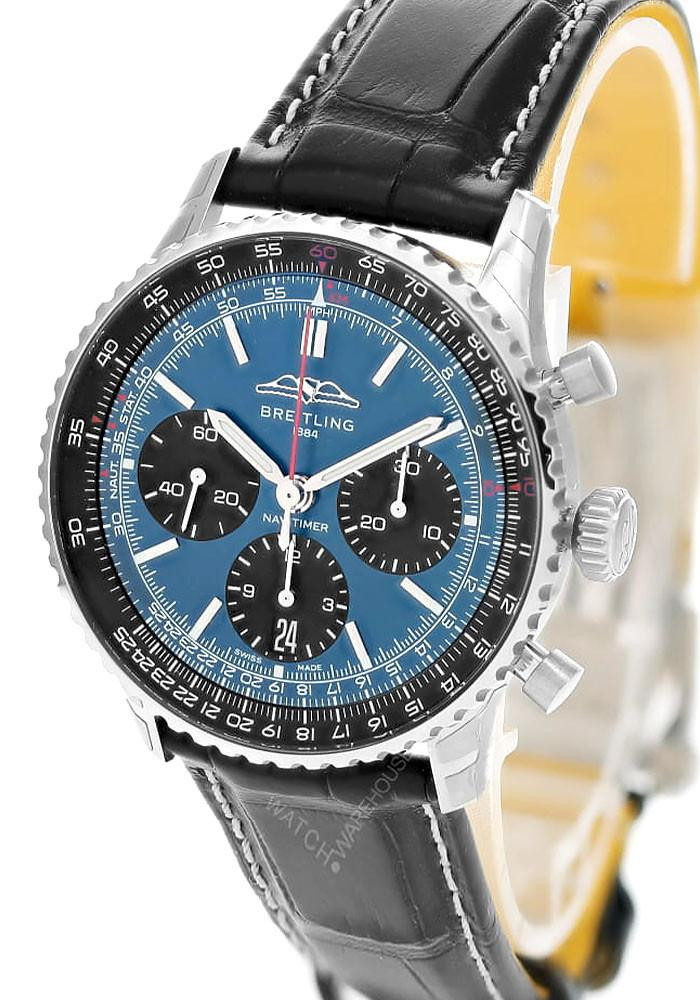 BREITLING Navitimer B01 Chronograph 41MM Blue Dial Leather Men's Watch AB0139241C1P1