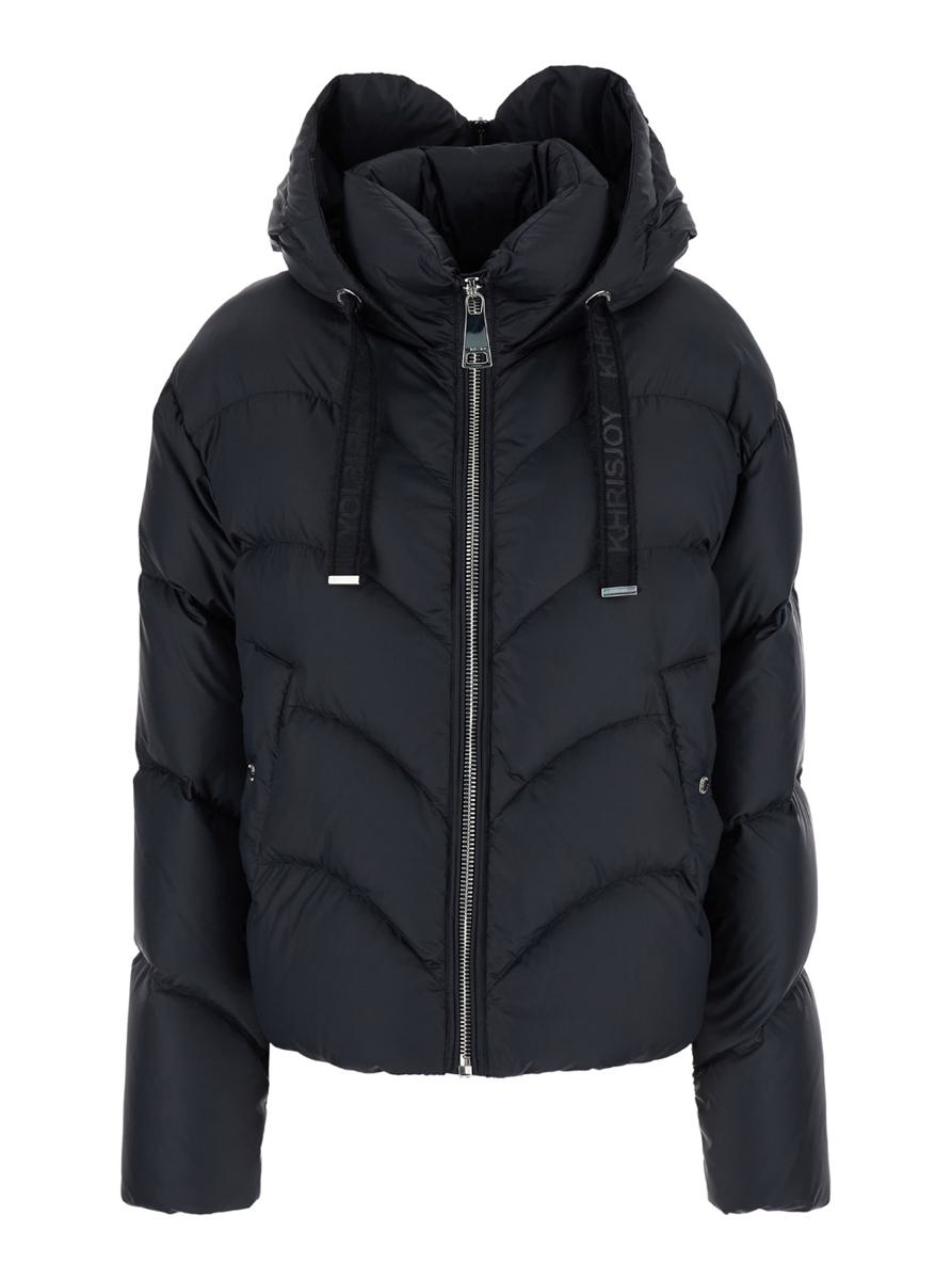 'Hug' Black Quilted Down Jacket With Hood In Tech Fabric Woman