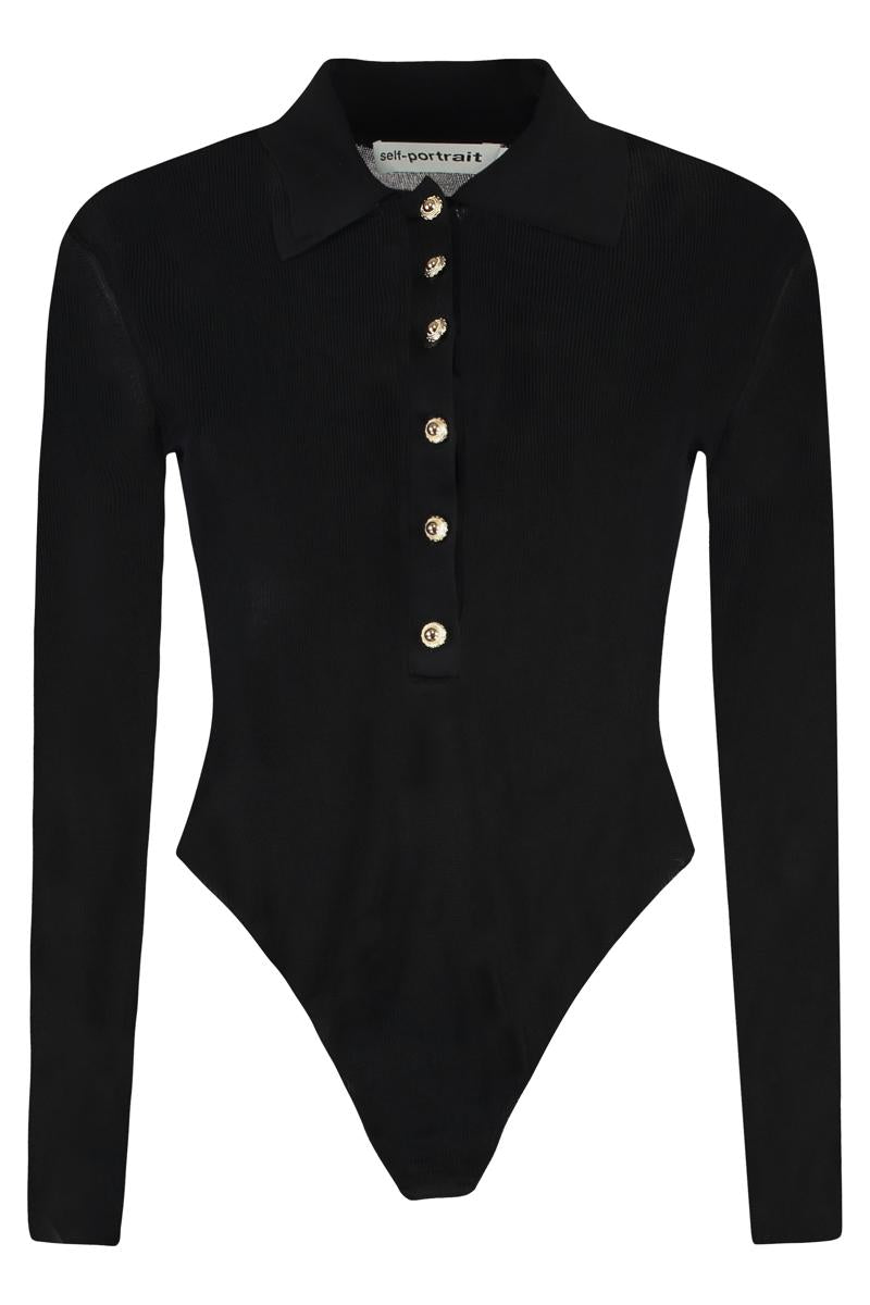 Self-Portrait Viscose Knit Bodysuit
