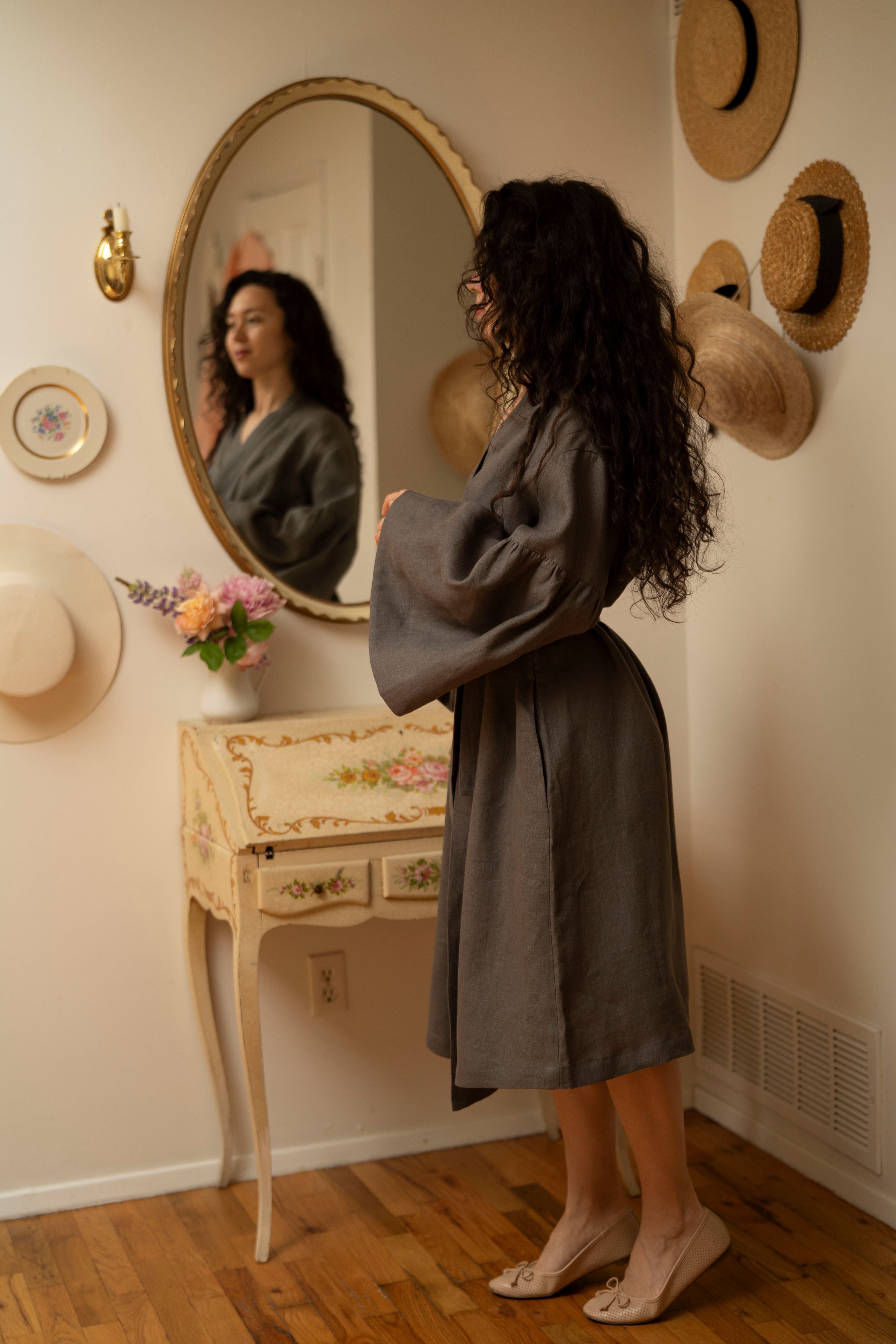 Ready to Ship | Linen Breeze Robe in Dark Grey