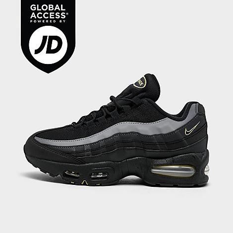 Nike Big Kids Air Max 95 Casual Shoes in Black/Buff Gold Size: 3.5