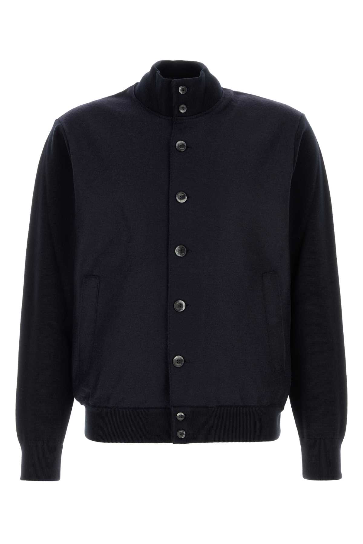 Herno Midnight Blue Cotton Blend Cardigan