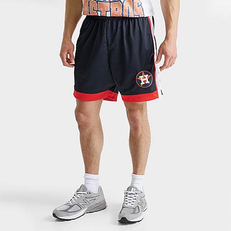 New Era Men's Houston Astros MLB Mesh Shorts in Navy/Orange/Silver Size: Small
