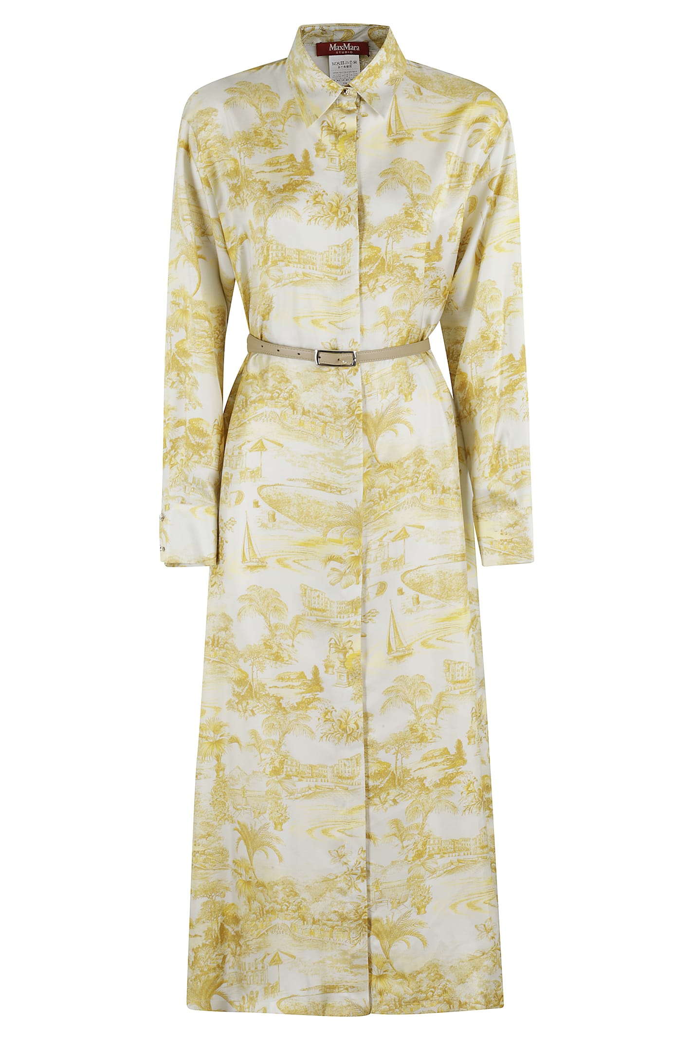 Max Mara Studio Svelto All-over Patterned Belted Dress
