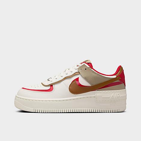 Nike Women's Air Force 1 Shadow Casual Shoes in Phantom/Light British Tan/Fire Red Size: 11