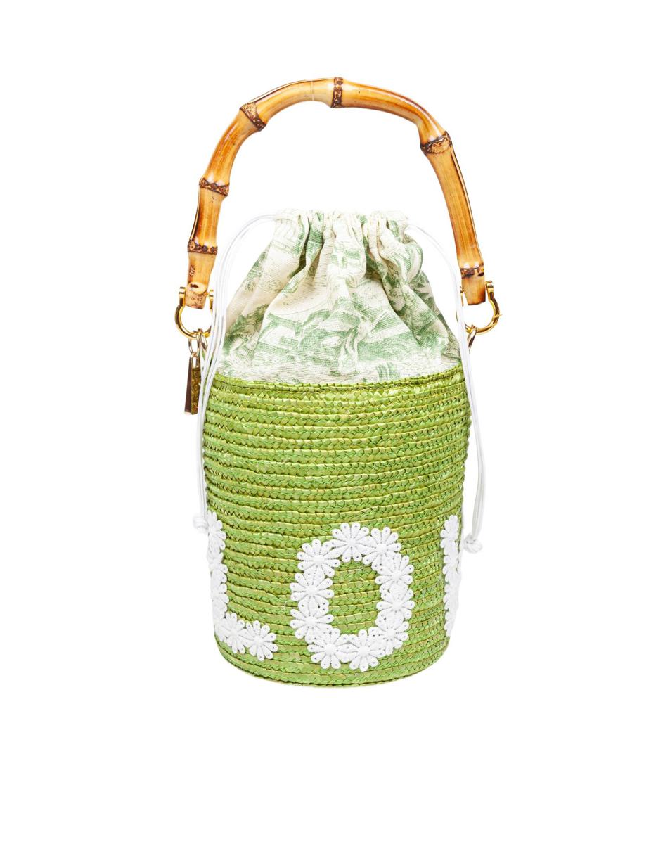 La Milanesa Bucket Bag In Woven Straw