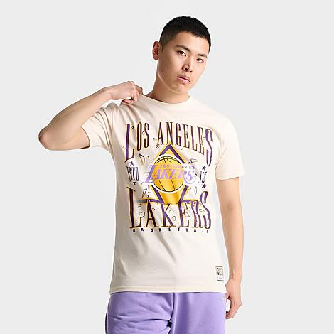 Mitchell & Ness Men's Los Angeles Lakers NBA Shattered Lockup T-Shirt in Cream Size: Small
