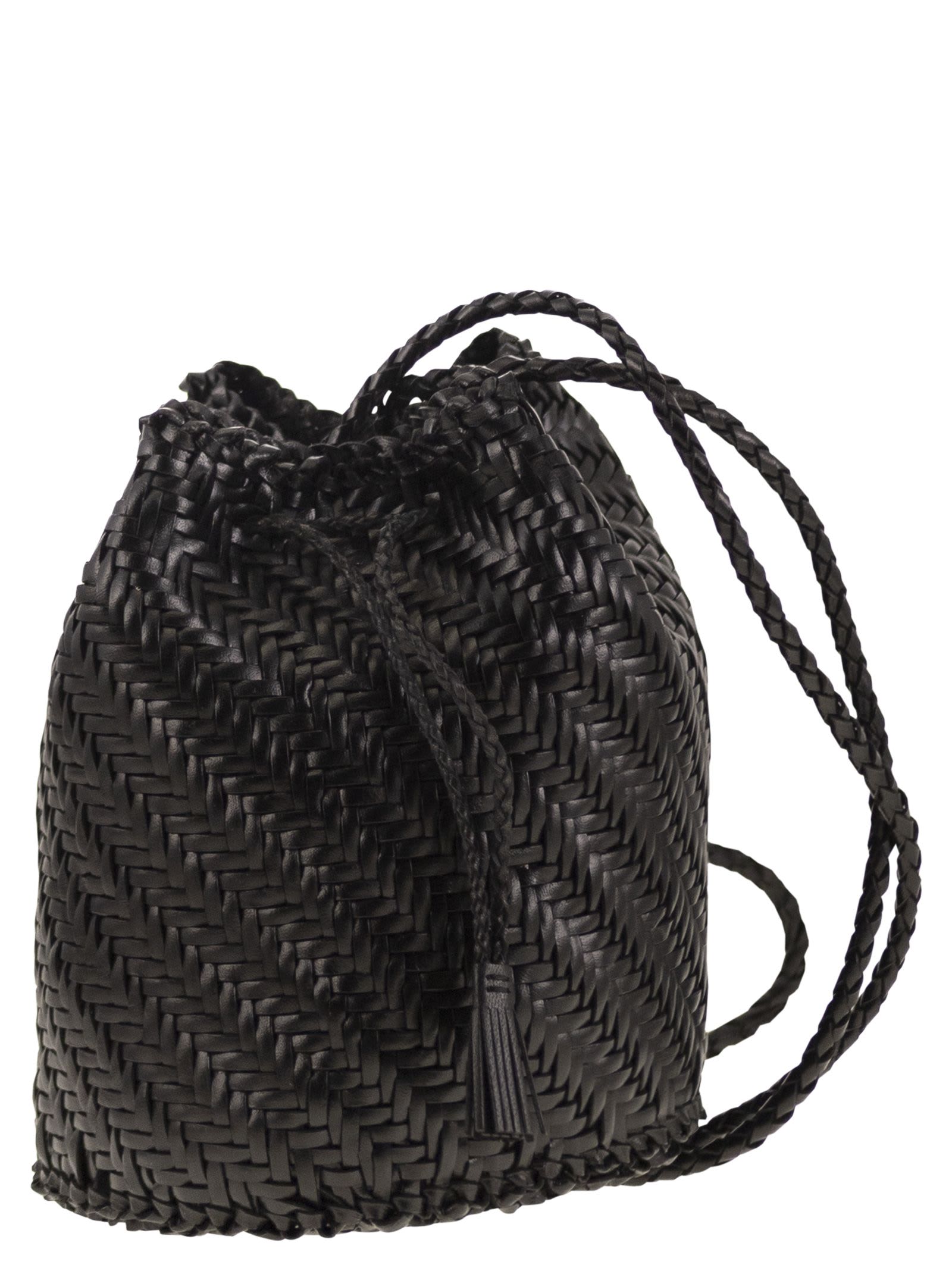 Dragon Diffusion Pompom Double Jump - Bucket Bag With Woven Leather